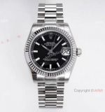 Swiss Clone Rolex Datejust Presidential 31mm Watch Stainless Steel Black Face